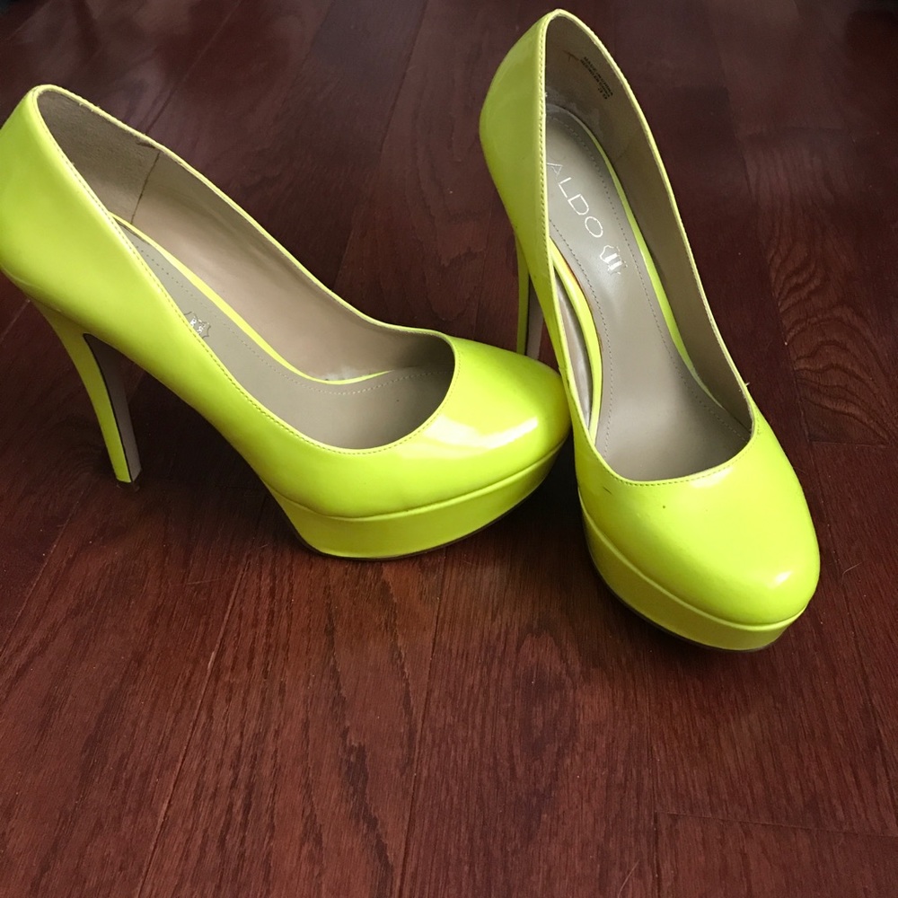 Aldo platform heels bright yellow