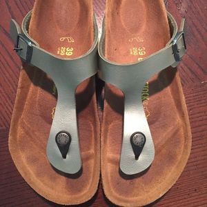 Metallic Green Birkenstock Sandals