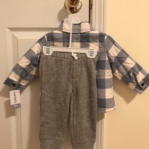 Flannel shirt & sweat pants