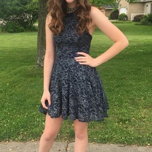 Navy with floral glitter pattern dress