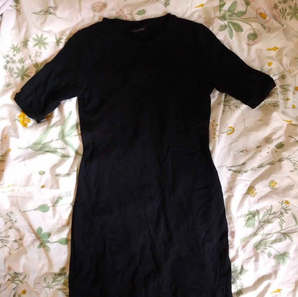 Topshop short sleeve black mini bodycon dress