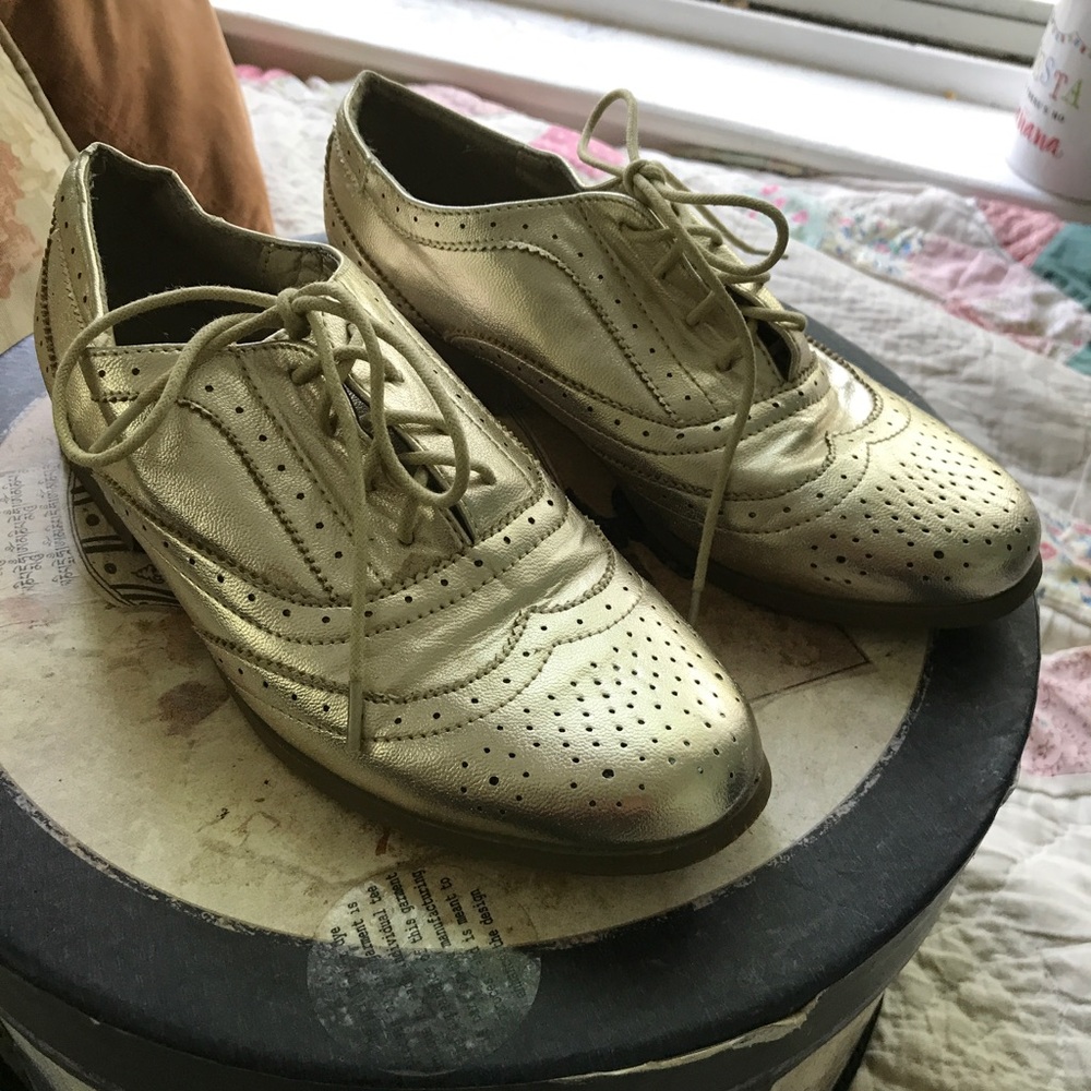 F21 Gold oxford flats.