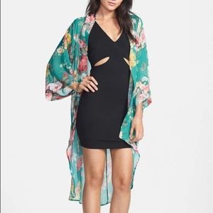 Turquoise Floral Kimono