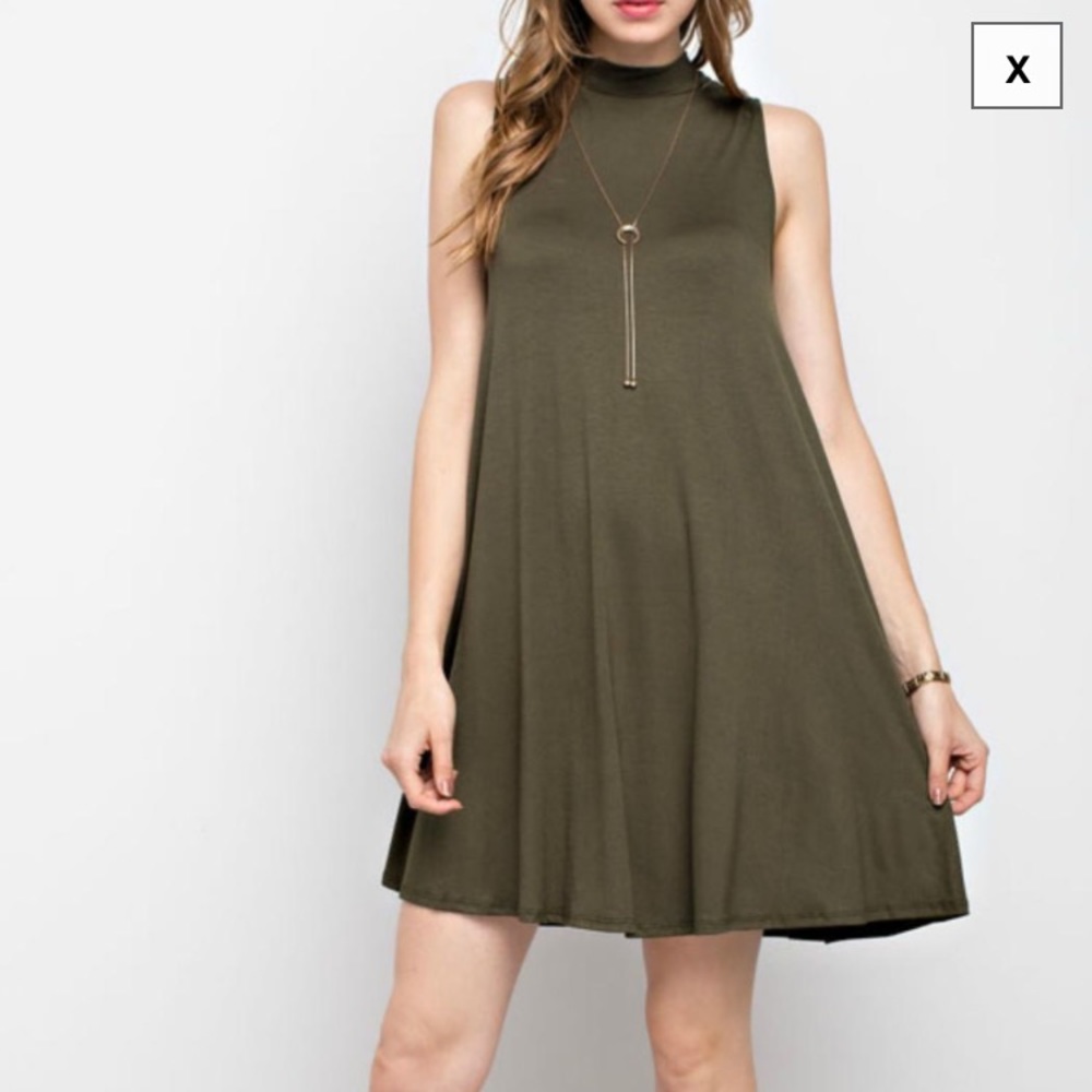 Mock neck swing dress