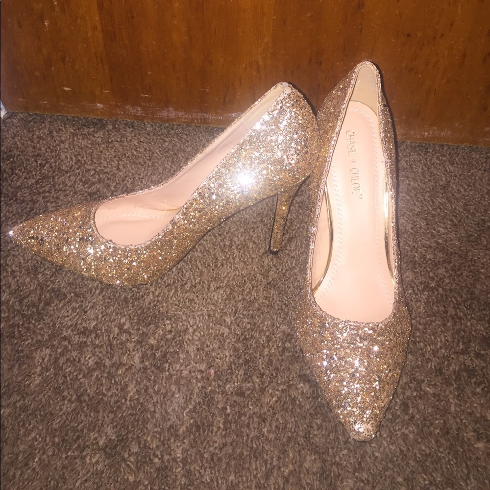 Gold Glitter Pumps