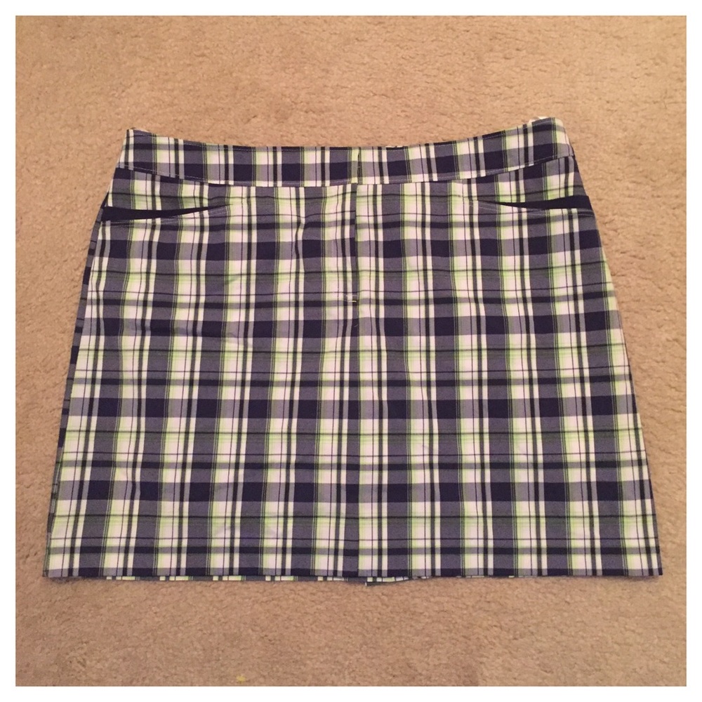 (NWOT) IZOD blue & green plaid golf skort