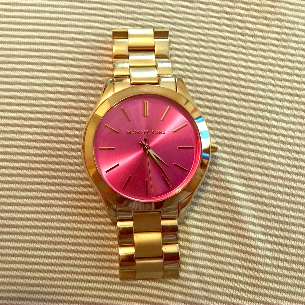 Michael Kors Pink and Gold Watch