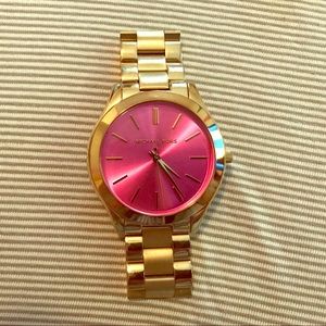 Michael Kors Pink and Gold Watch