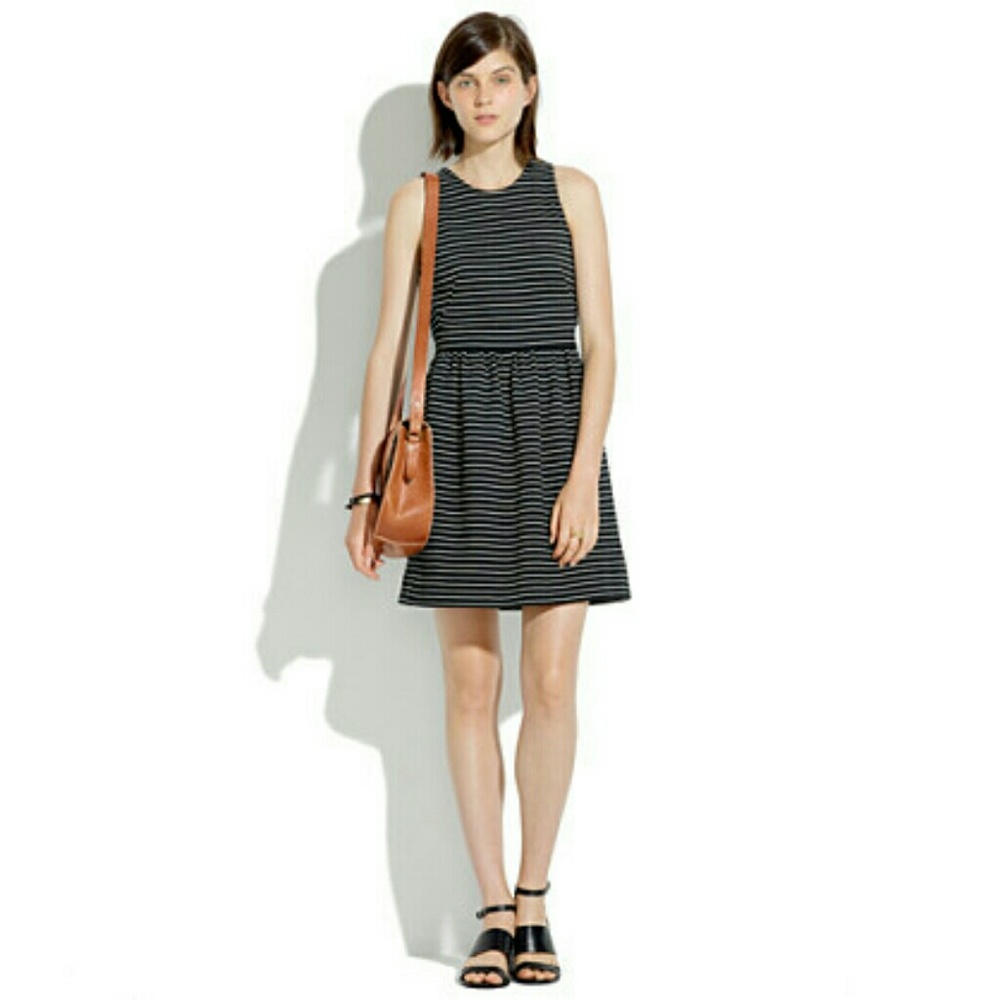 Madewell pierside zip-back dress in stripe