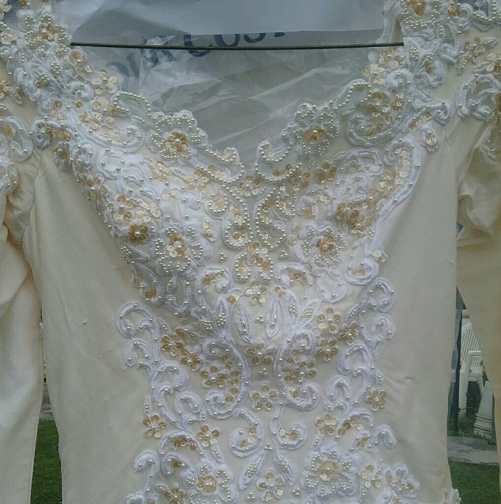 SOLD!!!  Vintage long sleeve wedding gown w veil