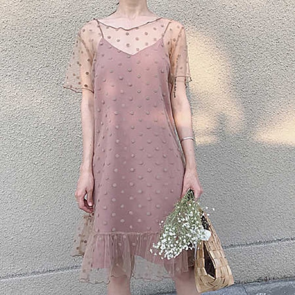 Mesh polka dot dress - Picture 1 of 3