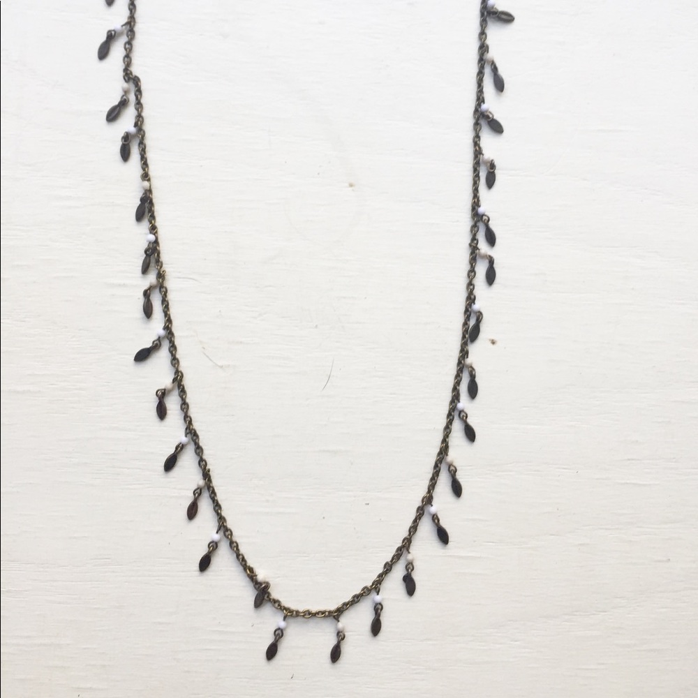 Long antique brass necklace