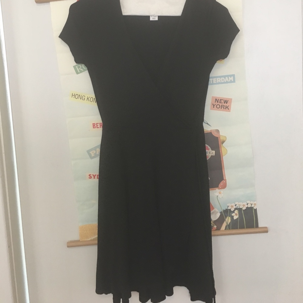 Black wrap illusion mini skirt/tunic shirt