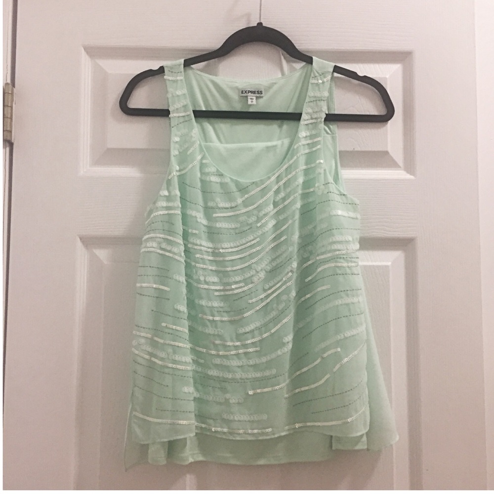 Express Sequined Aqua Top