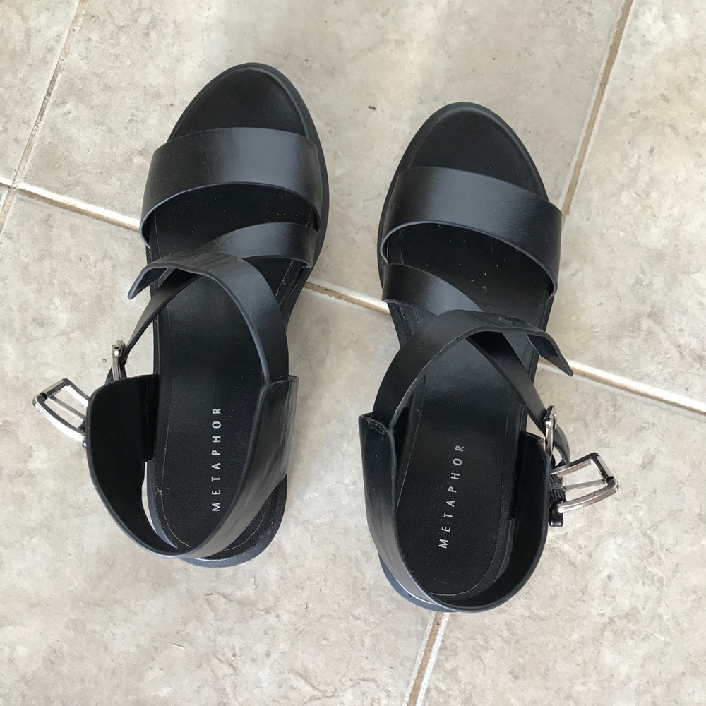 Black Fake Leather Platforms