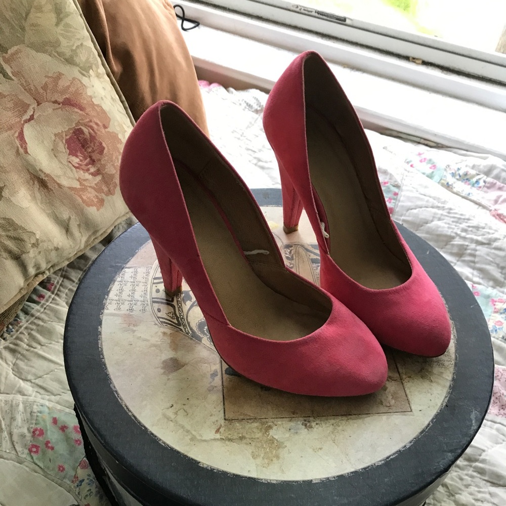 Pink Faux Swede heels