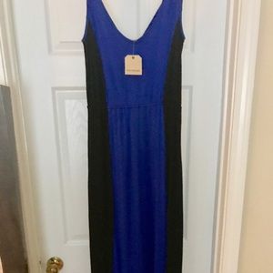 NWT Cobalt blue and black maxi dress with tags