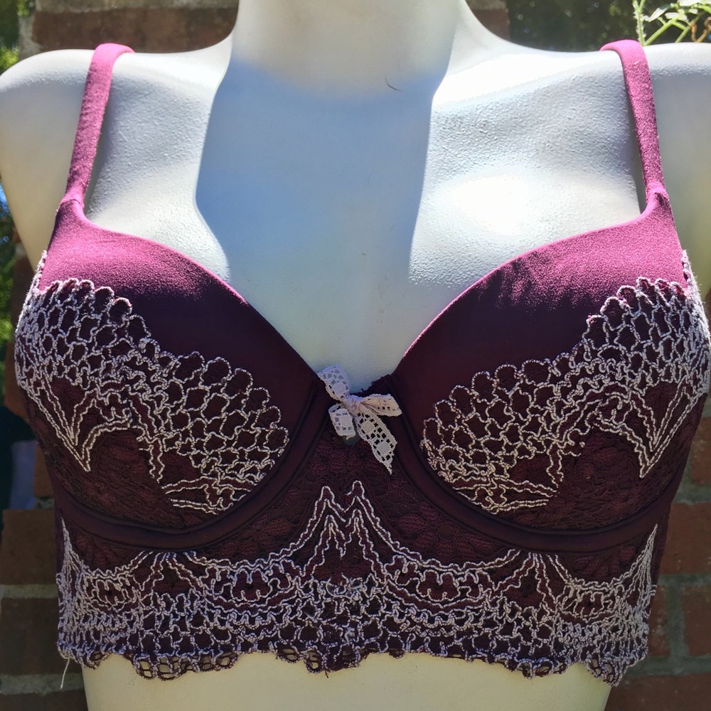 Maroon Lined Lacey Demi Bra