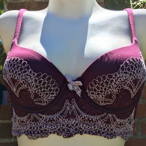 Maroon Lined Lacey Demi Bra