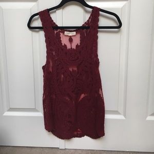 Nordstrom Maroon Lace Tank Top