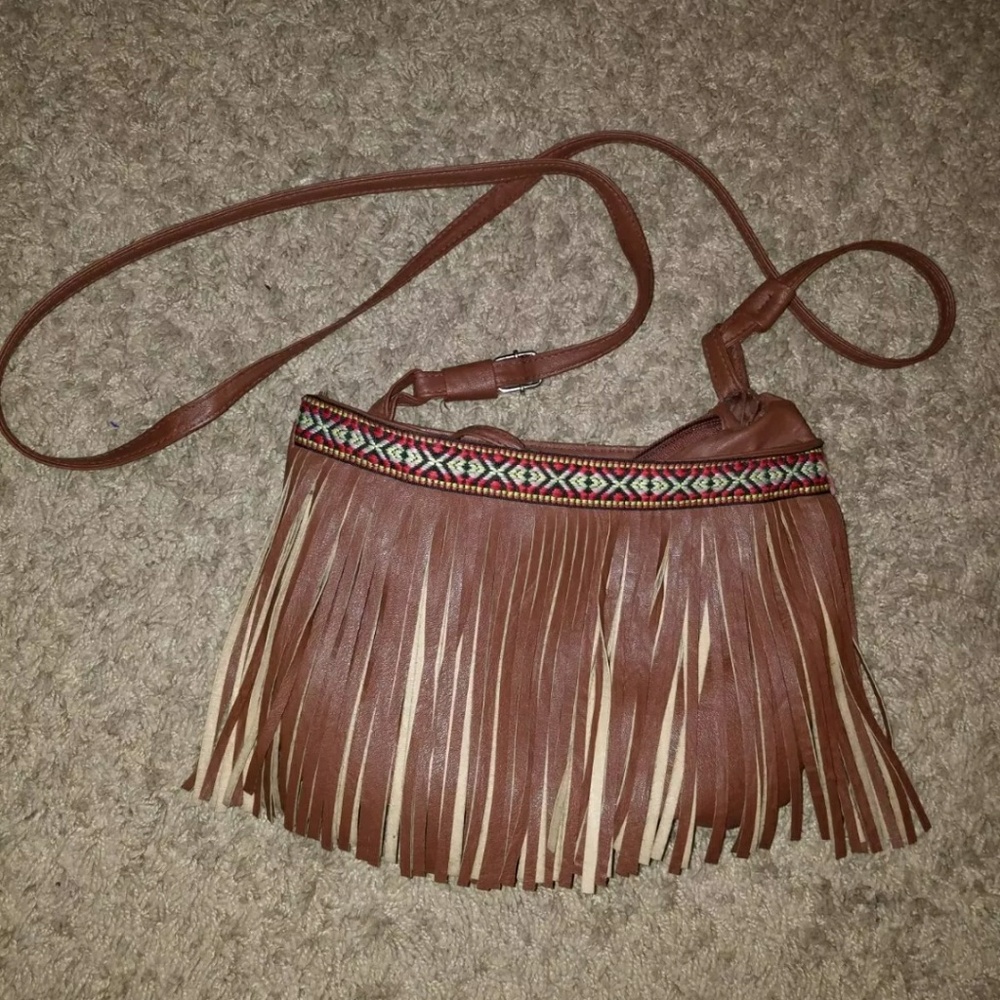 Aztec fringe shoulder bag