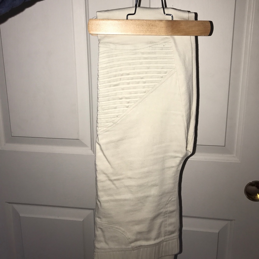 Beulah Cream OP7019 Moto Jeggings