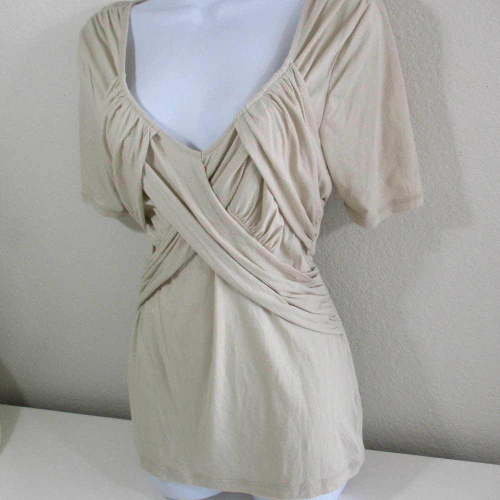 Deletta Anthropologie Ruched Mod Peasant Top sz S