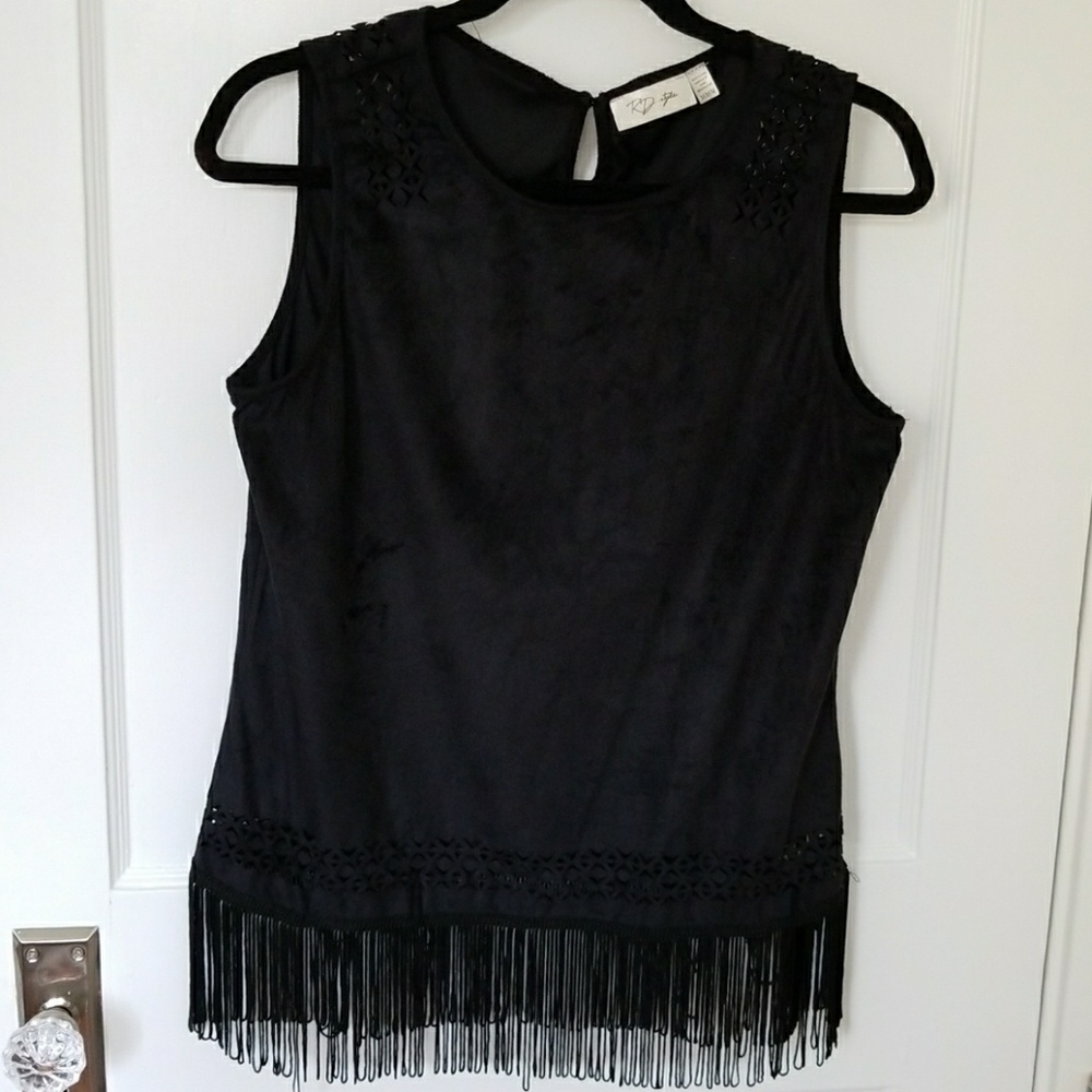 Suede tassel fringe top