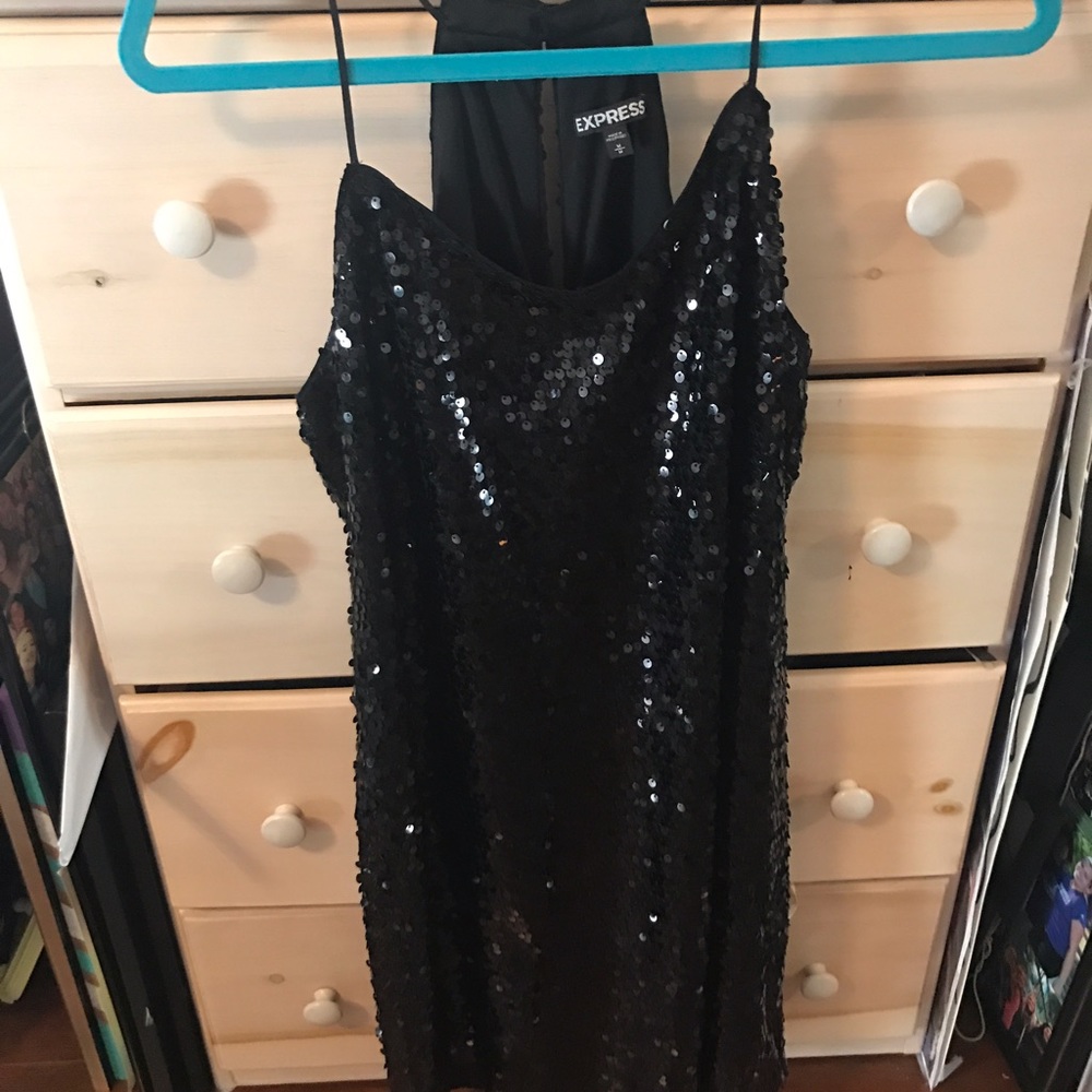 Never worn Express black sequin dress