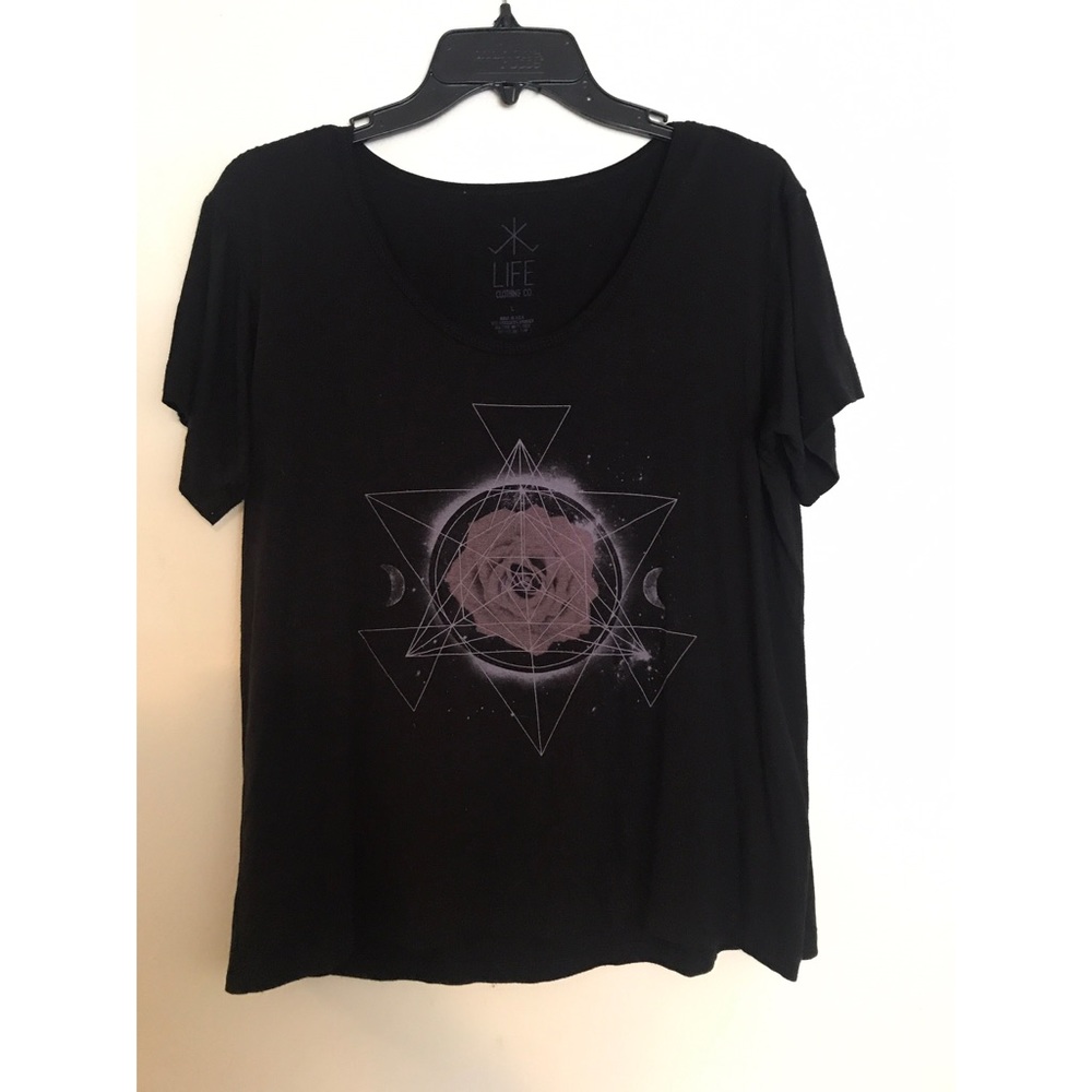 Black Rose Print T-Shirt