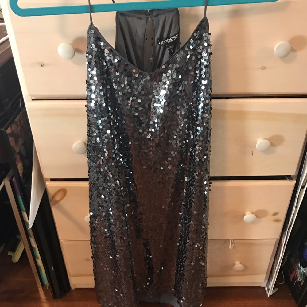 NWT Never worn Express grey sequin dress