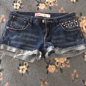 Studded jean shorts