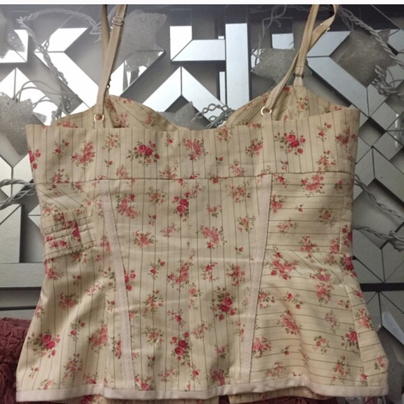SOLD NWOT BCBG Bustier Floral Rose Festival Top S 4 - Picture 3 of 5