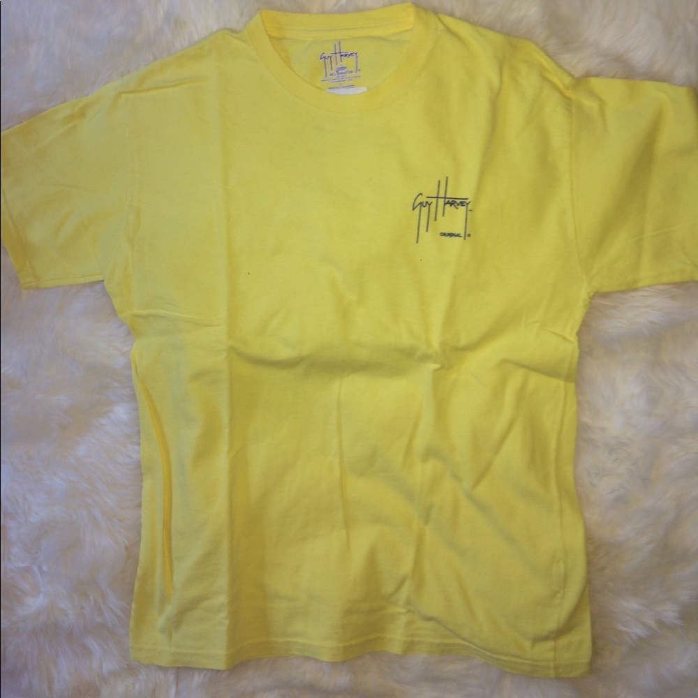 Yellow Guy Harvey T-shirt with swordfish on back