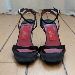 Valentino Couture Black Satin Heel Sandel