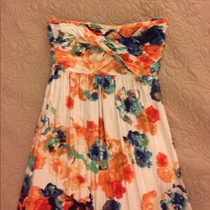 Strapless water color maxi dress!