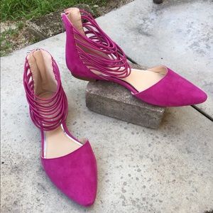 Jessica Simpson. Magenta flats with ankle detail.