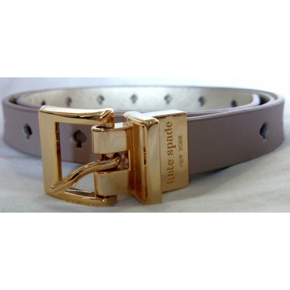 Kate Spade Grey Taupe Gold Reversible Belt Size S