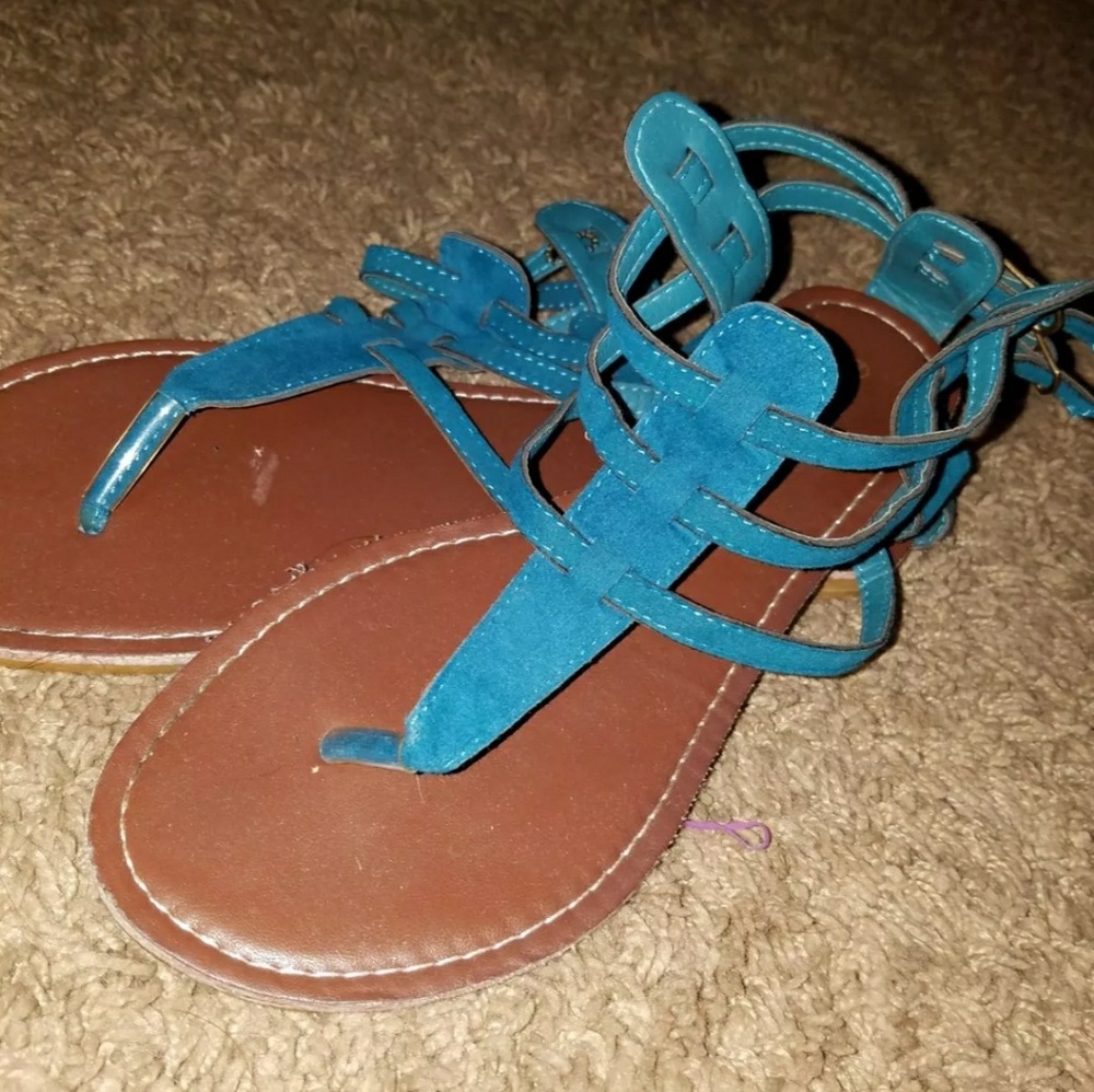 Blue suade sandals