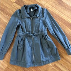 Cinched and ruched trench coat