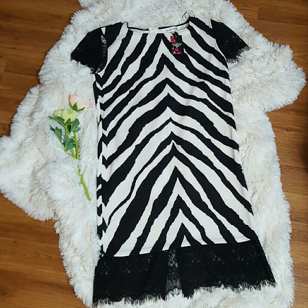 Sale!!! Zebra lace dress black white