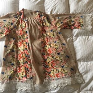 Floral and black kimono