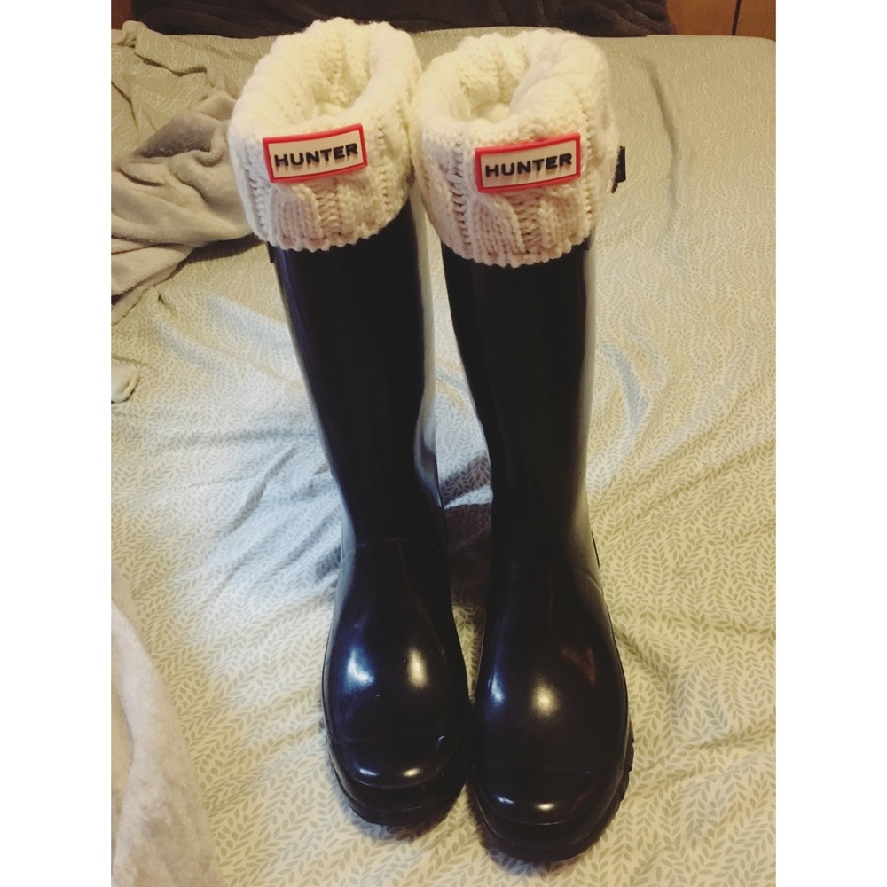 Hunter tall rain boots black