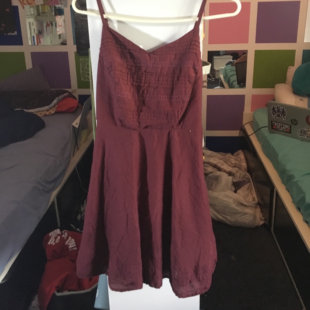 Maroon embroidered dress