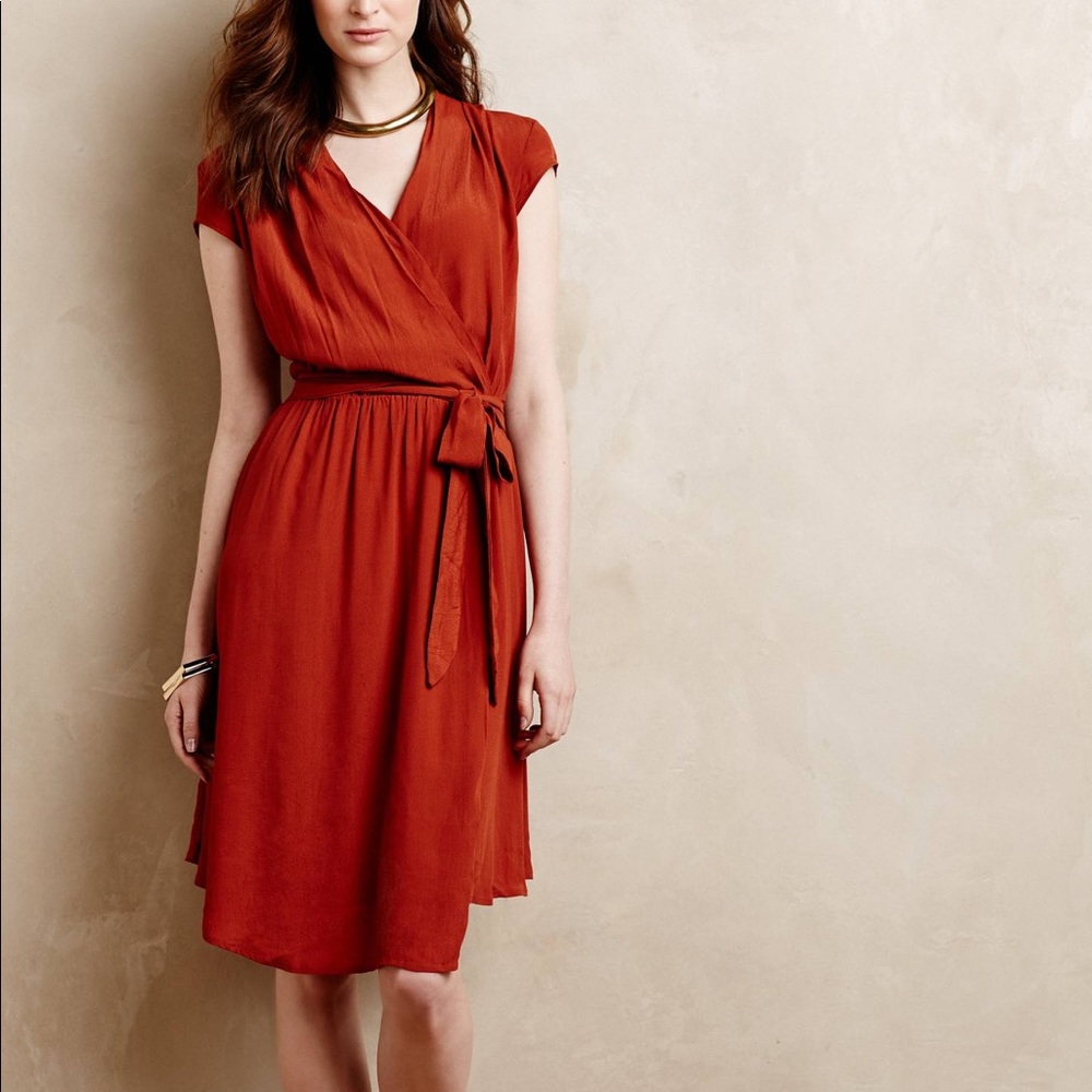 Anthro burnt orange dress
