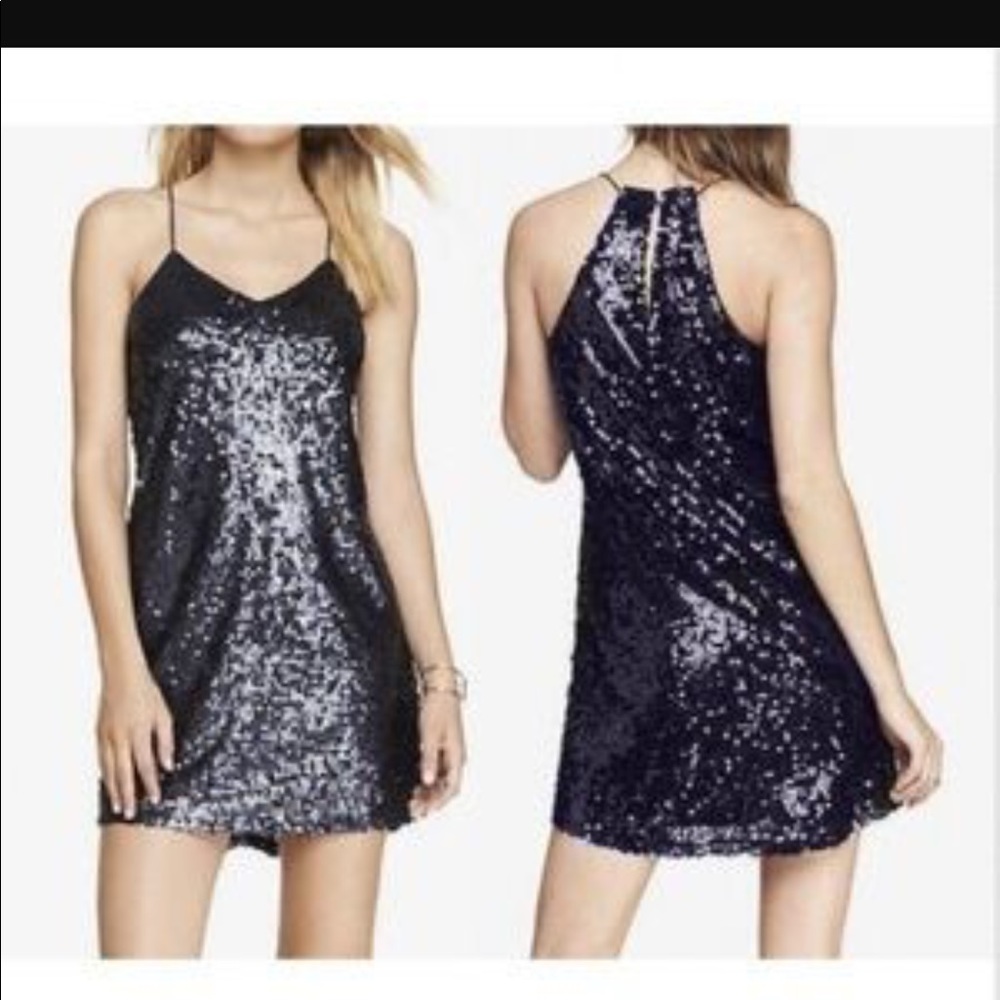 Express Navy sequin dress size L NWT