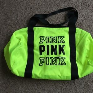 Neon Yellow small PINK brand duffel bag
