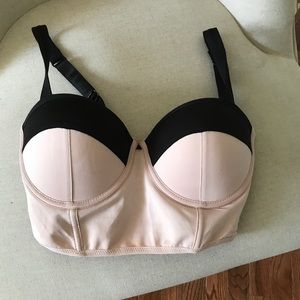 Bebe blush and black bustier top