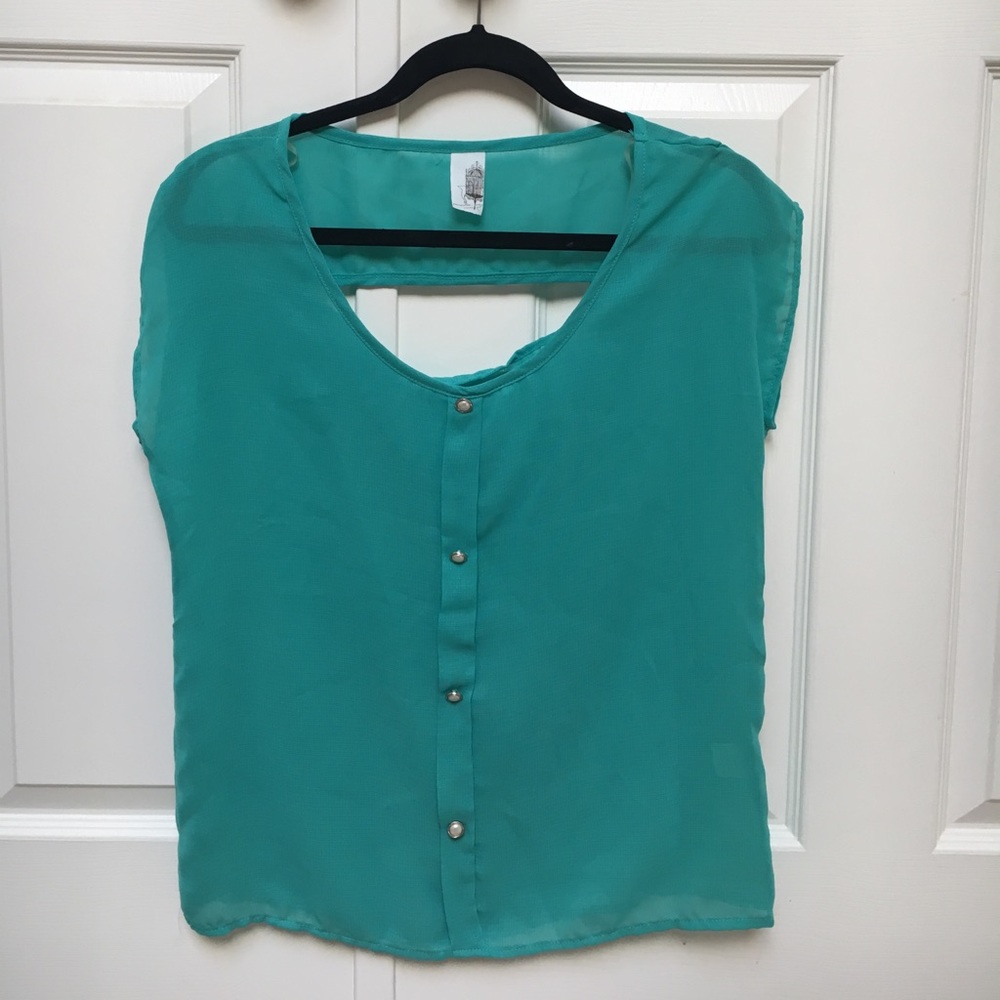 Francesca's Seafoam Green Short Sleeve Top