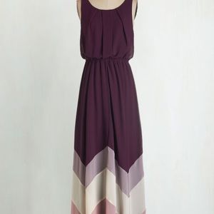 NWT modcloth She & Sky purple chevron maxi dress